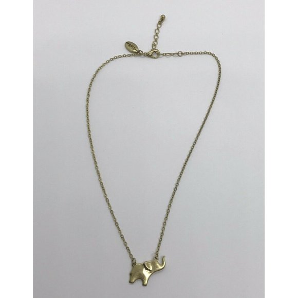 The Delta Box brass tone trunk up Elephant chain necklace 16” - Picture 6 of 12